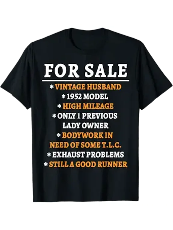 Husband For Sale Funny Vintage Husband 1952 Model Birthday T-Shirt