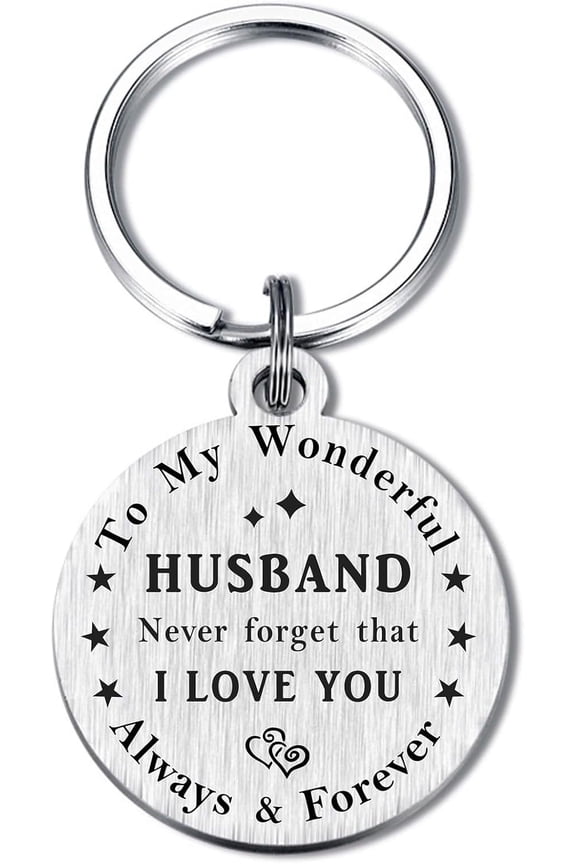 Husband Gift - Father's Day Keychain from Wife - Dad Key Chain for Birthday, Anniversary