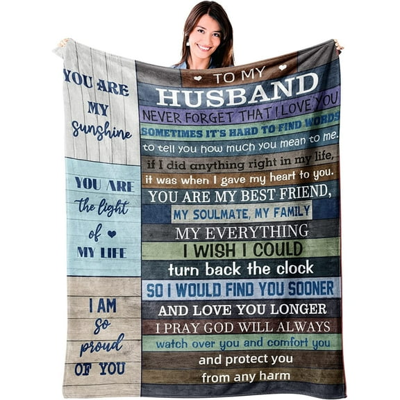 to My Husband Gifts from Wife, Romantic Gifts for Husband Him Men Birthday Anniversary Wedding Valentine''s Day Gifts, Ultra Soft Flannel Fleece Throw Blanket Cozy Throws for Bed Sofa 50"x60"