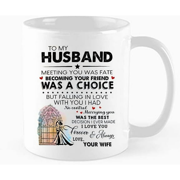 To My Husband, Meeting You Was Fate Gift, Falling In Love With You I Had No Control Love Your Wife, Birthday, Christmas, Valentine's Anniversary For Him, 11 oz Mug
