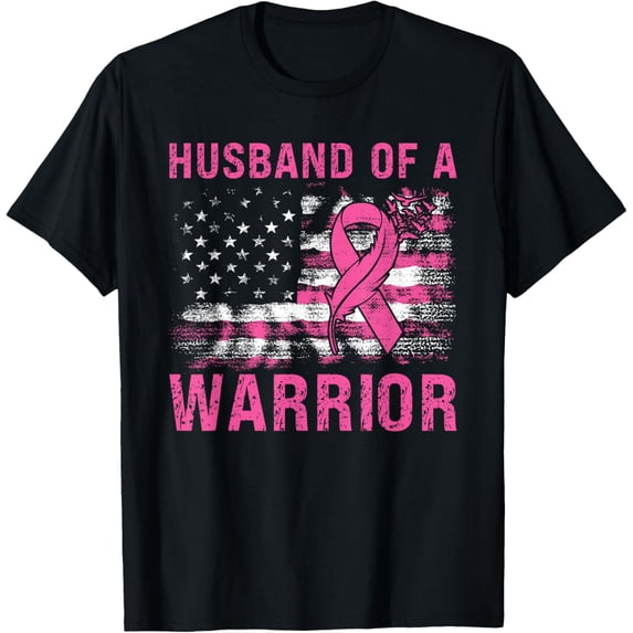 Husband Of A Warrior Breast Cancer Awareness Support Squad T-ShirtMen and women, Black T-shirt, size: Extra large