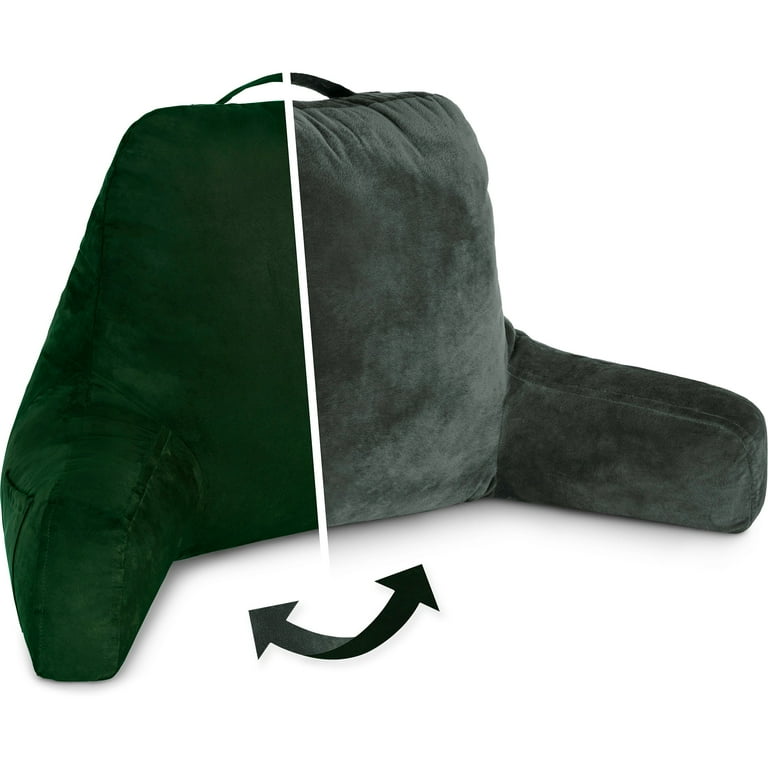 Husband Pillow Aspen Ramona Green Standard Reading Pillow Bed Rest Chair Two Sided Reversible Fabric Large Lounge Cushion Adult Backrest with Arms Comfy Back Support for Sit Sitting Up Washable Walmar...