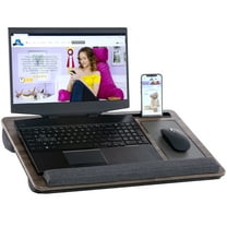 Husband Pillow - Bed Tray Desk, Adjustable Hard Wood PVC Desktop Lap Desk, Portable Laptop Table Stand Foldable Laptop Tray for Sofa Couch Floor (Large, Gray)