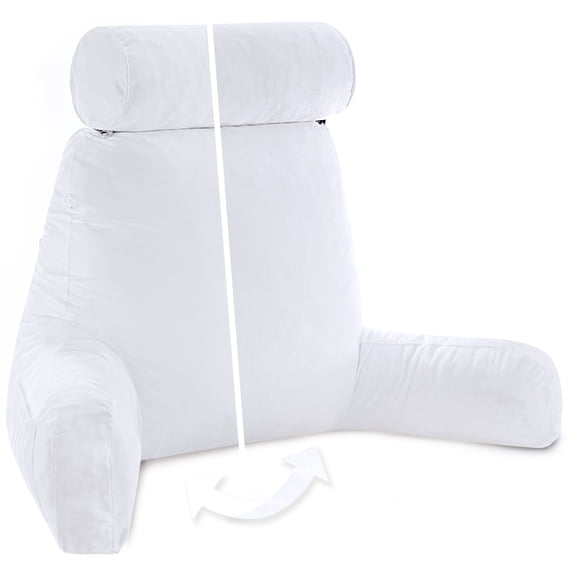 Husband Pillow Cover Aspen Reversible Micro Plush to Microsuede Side and Back Pockets Perfect Fit for the XXL Bed Rest Pillow Convenient Handle for Carrying, White Dandelion