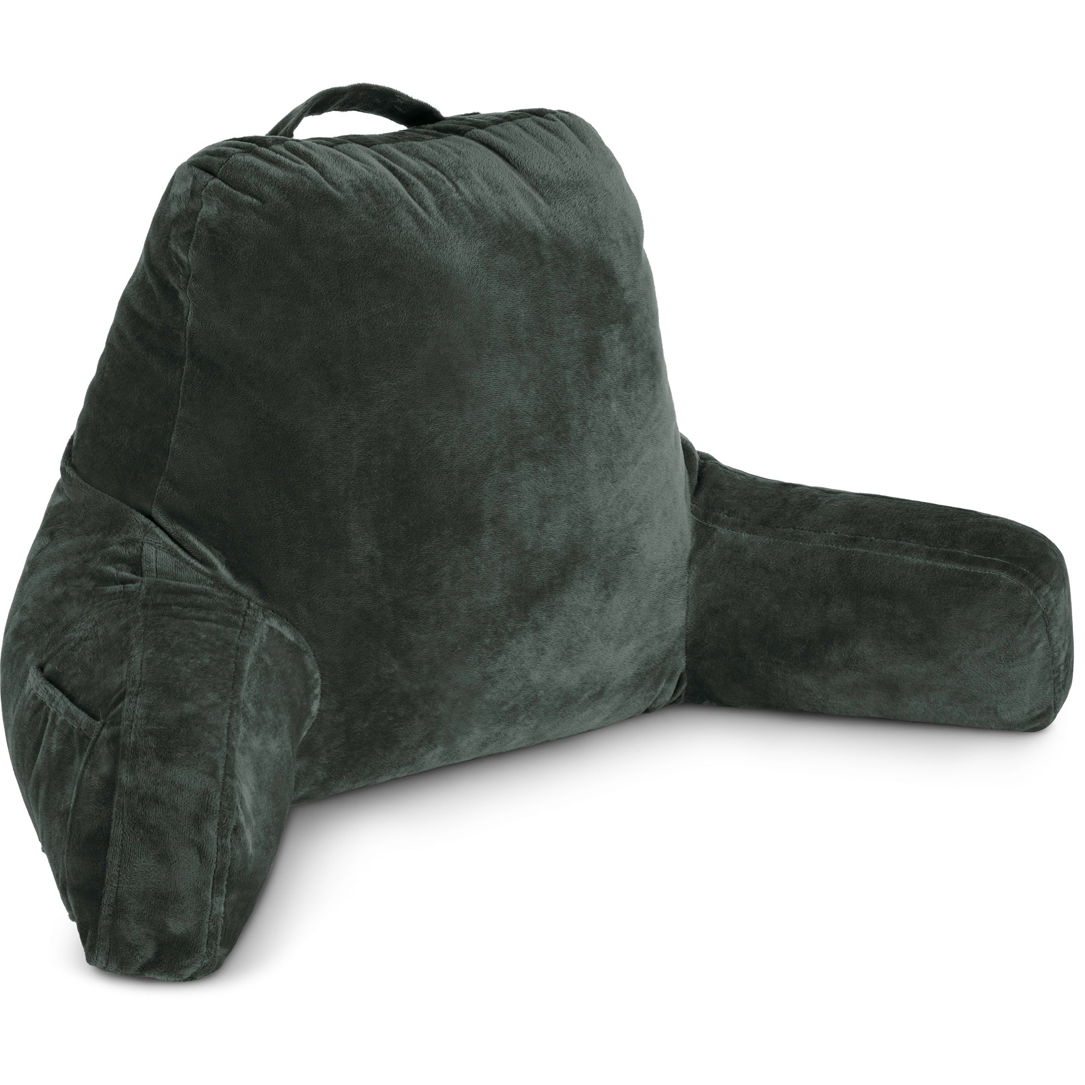 Husband Pillow Dark Green, Original Reading Pillow in Bed Rest Chair,  Shredded Memory Foam Large Lounge Cushion Adult Backrest with Arms, Comfy  Back