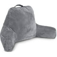 thumbnail image 1 of Husband Pillow Dark Grey, Standard+ Original Reading Pillow in Bed Rest Chair, Shredded Memory Foam Large Lounge Cushion Adult Backrest w/ Arms, Comfy Back Support for Sit Sitting Up, Removable Cover, 1 of 9
