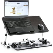 Husband Pillow - Lap Desk Black Wood Small Top - Fits Up to 17" Laptop - with Dual Cushion, Wrist Rest & Built-in Mouse Pad, Portable Laptop Stand for Bed, Multifunctional Slot for Tablet, Pen & Phone