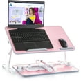 thumbnail image 1 of Husband Pillow - Lap Desk Pink Wood Small Top - Fits Up to 17" Laptop - with Dual Cushion, Wrist Rest & Built-in Mouse Pad, Portable Laptop Stand for Bed, Multifunctional Slot for Tablet, Pen & Phone, 1 of 5