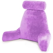 Husband Pillow - Light Purple Bed Rest Pillow with Arms, Detachable Neck Roll, Removable Cover