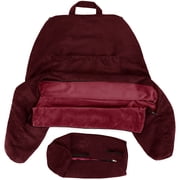 Husband Pillow Medium Cover Aspen Edition Arizona Maroon, Reversible Microfiber to Microsuede, Side & Back Pockets, Handle for Easy Transport - Super Cozy Bed Rest Pillow Cover With Arms - Easy Care