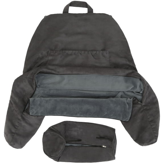 Husband Pillow Medium Cover Aspen Edition Iron Grey, Reversible Microfiber to Microsuede, Side & Back Pockets - Handle for Easy Transport - Super Cozy Bed Rest Pillow Cover With Arms - Easy Care