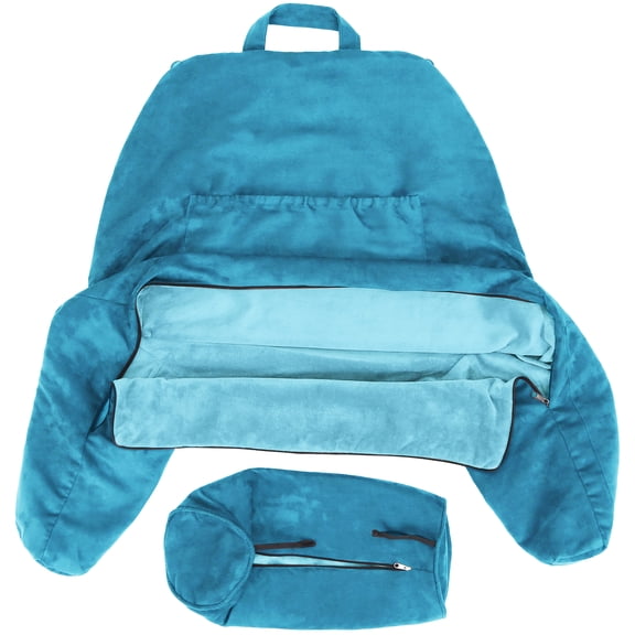 Husband Pillow Medium Cover Aspen Edition Rodeo Blue, Reversible Microfiber to Microsuede, Side & Back Pockets - Handle for Easy Transport - Super Cozy Bed Rest Pillow Cover With Arms - Easy Care