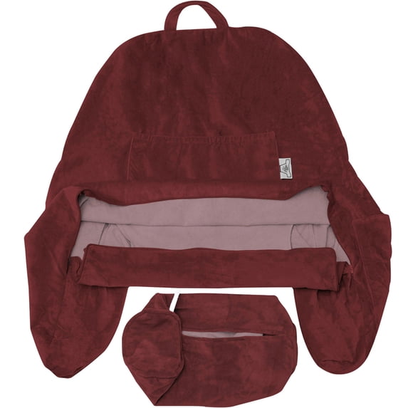 Husband Pillow Medium Cover Only Maroon, Cozy Microfiber Bed Rest Pillow Cover with Arms - Array of Colors - Generous Side and Back Pockets - Perfect Fit for Your Favorite Comfy Reading Pillow