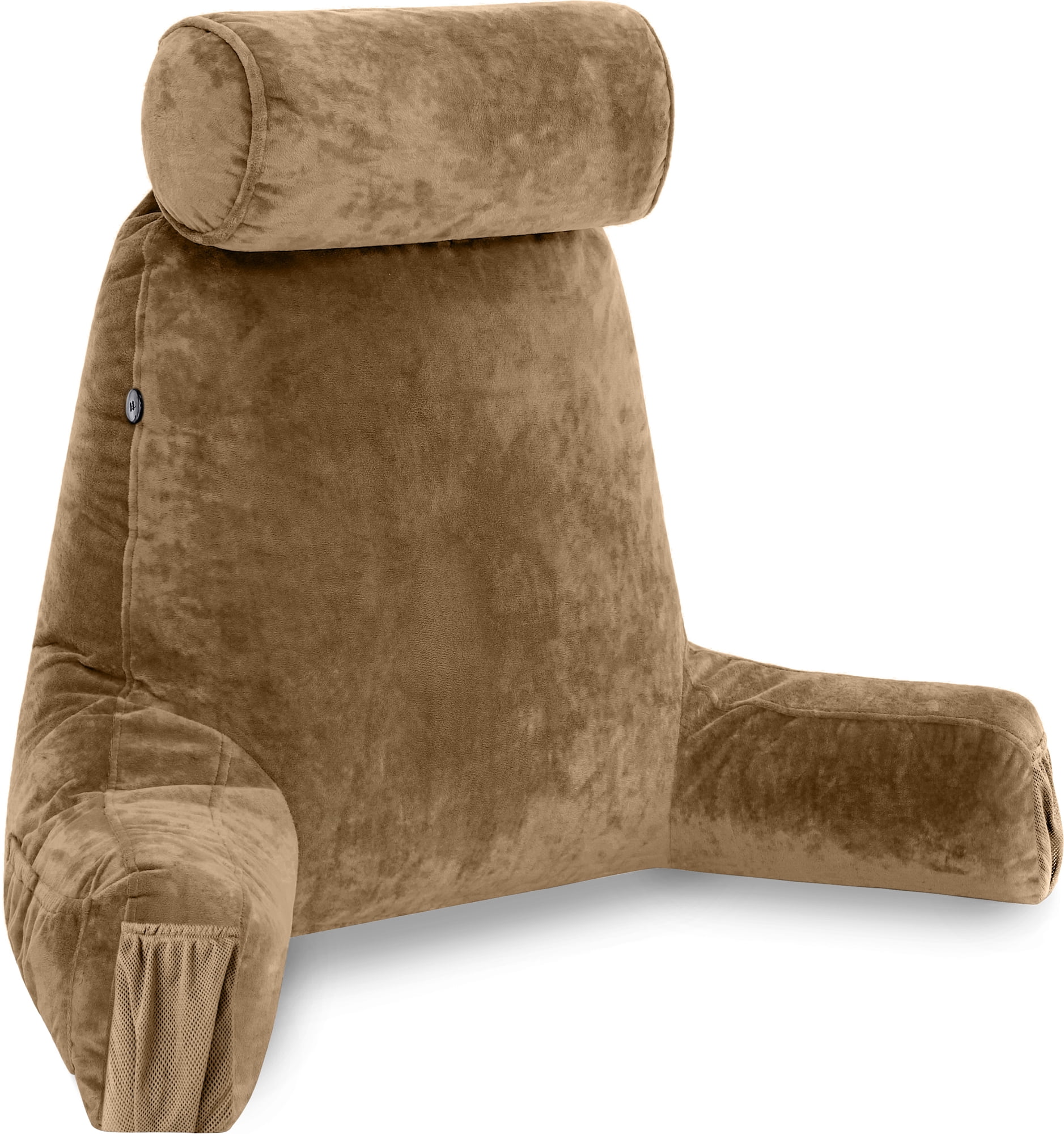 Tan Microsuede Memory Foam Reading Pillow with Arms