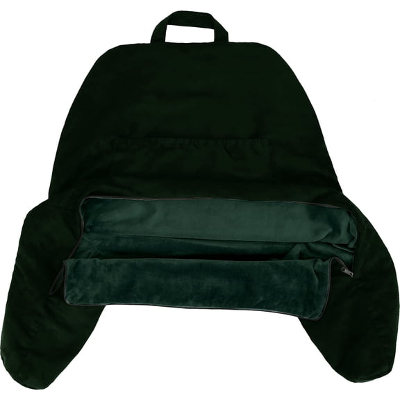 Husband Pillow Original Standard+ Pillow Cover Only Aspen Ramona Green Two-Sided Reversible - Washable/Removable Replacement Soft Microsuede Reading Pillow Case With Long Zipper and Side Pockets