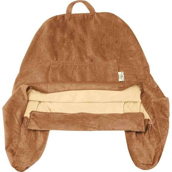 Husband Pillow Original Standard+ Pillow Cover Only Tan Color - Washable/Removable Replacement Soft Microplush Pillow Case for Standard Size Reading Pillow w/ Long Zipper, Back and Side Pockets