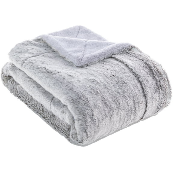 Husband Pillow - Throw Blanket, Exquisite Cozy Faux Fur - Double Sided Weighted Blanket 5.7 lbs - Thick, Heavy Reversible Two Silk Soft Furs ( 2-tone Limited Grey Arctic Wolf, 50"X 60")