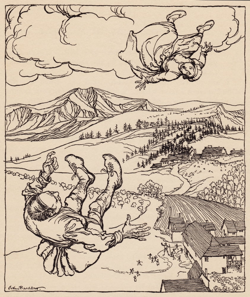 When Her Husband Saw Her He Shouted Hi Come To Me Here Illustration By Arthur Rackham From Grimms Fairy Tale The Young Giant Canvas Art - Ken Welsh Design Pics (28 x 32)