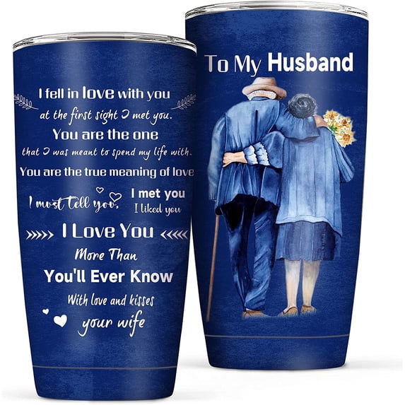 Husband Tumbler/Cup 20 oz Travel Linsulated Tumblers with Lid and Straw Father''s Day Gifts from Wife Valentine''s Day Birthday Gifts for Husband