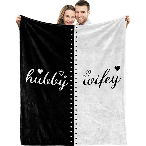 Husband and Wife Blanket,Newlywed Gifts Wedding Engagement Anniversary Valentine’s Day Gifts for Couple Unique,His and Hers Bridal Shower Gifts for Bride Groom