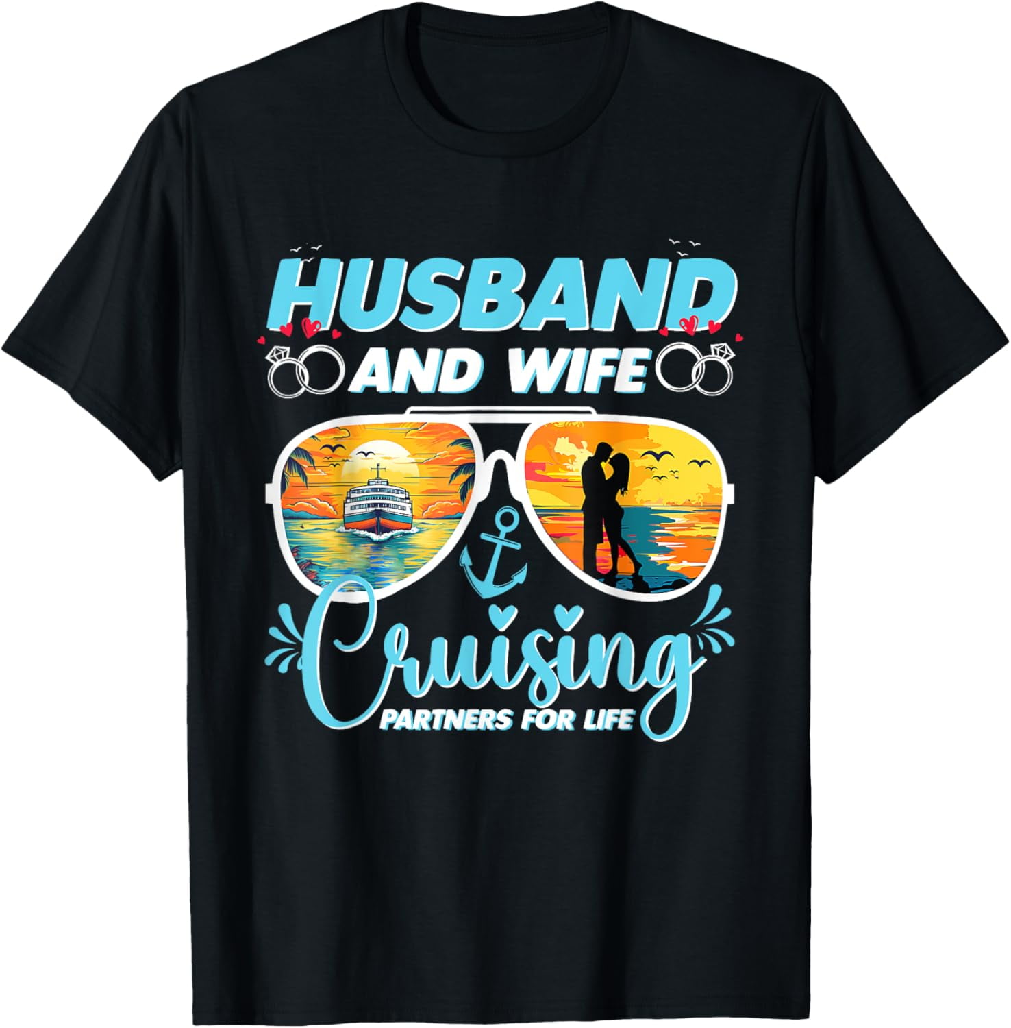 Husband Wife Cruising 2025 Tee Cruise Vacation Couples Trip TShirt