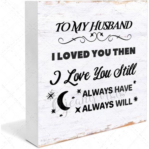 To My Husband Wooden Box Sign, Romantic Gifts for Husband Hubby Groom Fiance, Husband Gifts Birthday Valentines Day Decorations for Office Desk, Bathroom, Bedroom Shelf Decor 5x5 In