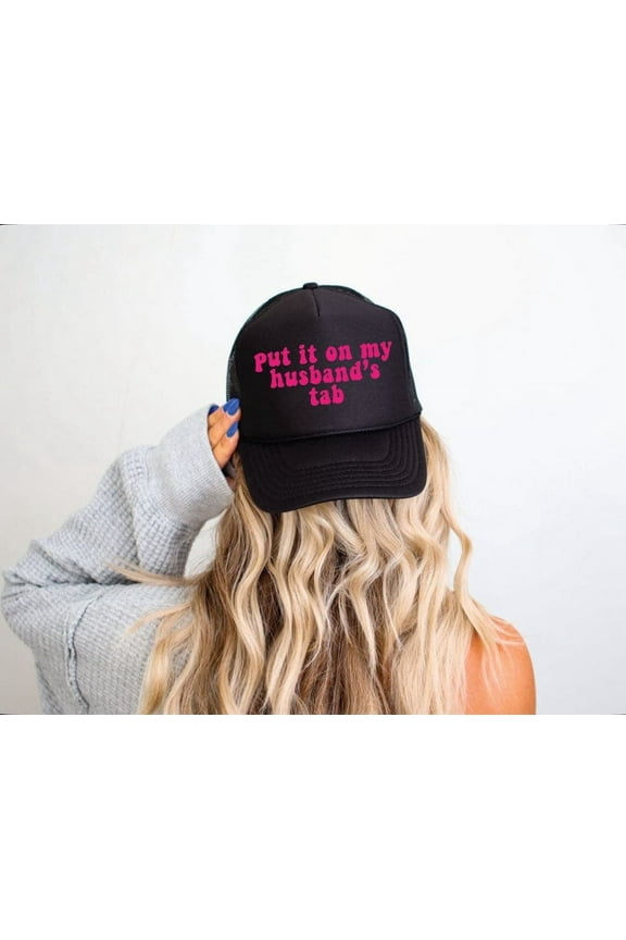 Put It On My Husband's Tab Black Unisex Otto Trucker Hat