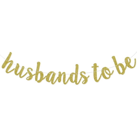 Husbands to Be Banner, Gay Wedding Shower, Engagement, Bachelor Party Sign Decorations Supplies, Mr & Mr, EnGAYged Bunting Garland, Pre-Strung, Gold Glitter