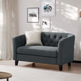 thumbnail image 1 of Husbedom 50" Upholstered Contemporary Modern Loveseat Sofa, Polyester Linen Button Tufted Barrel Loveseat, Mid-century 2 Seater Small Sofa Couch for Small Spaces, Bedroom and Living Room, Dark Gray, 1 of 8