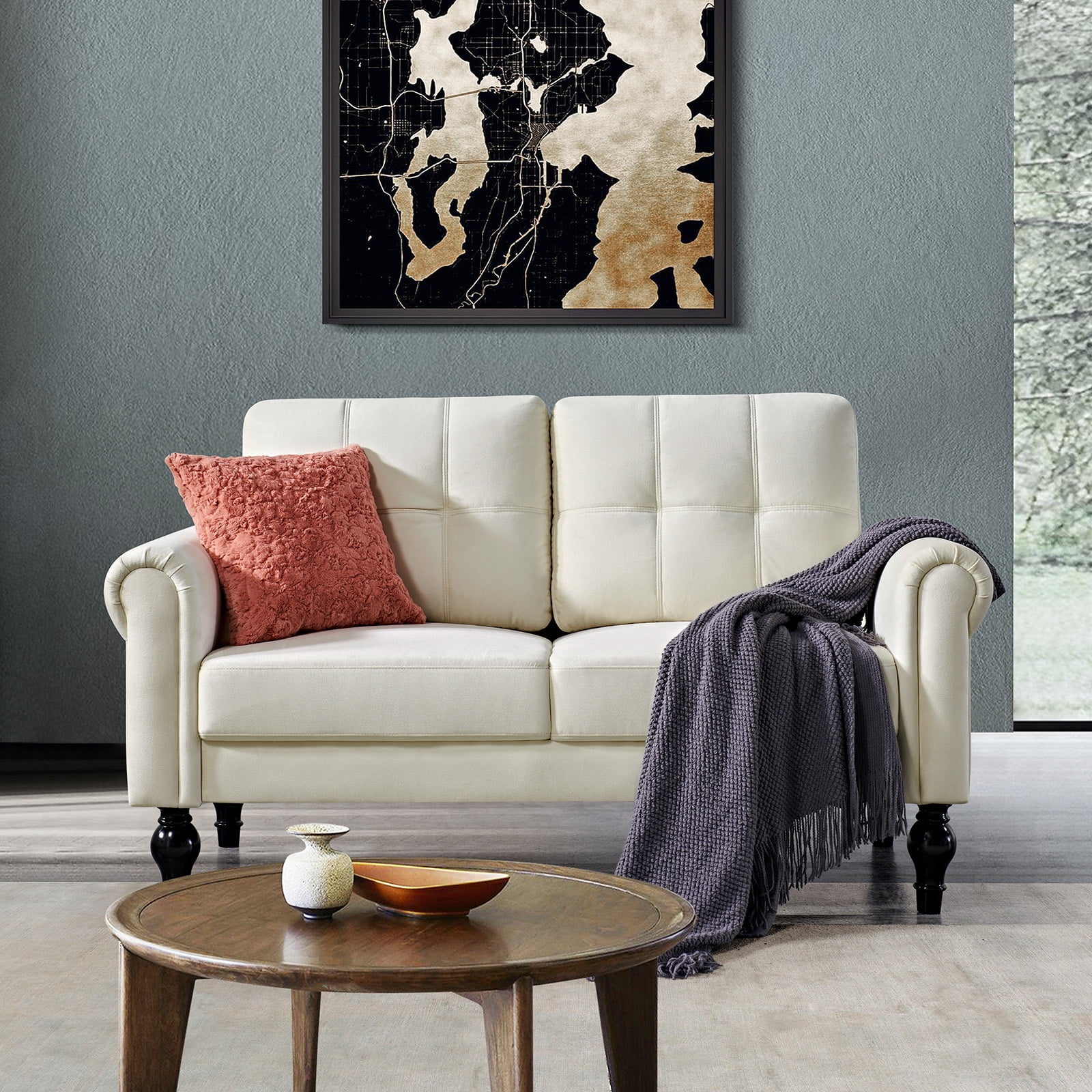 Husbedom 60.6" Upholstered Velvet Loveseat Sofas for Living Room, Small ...