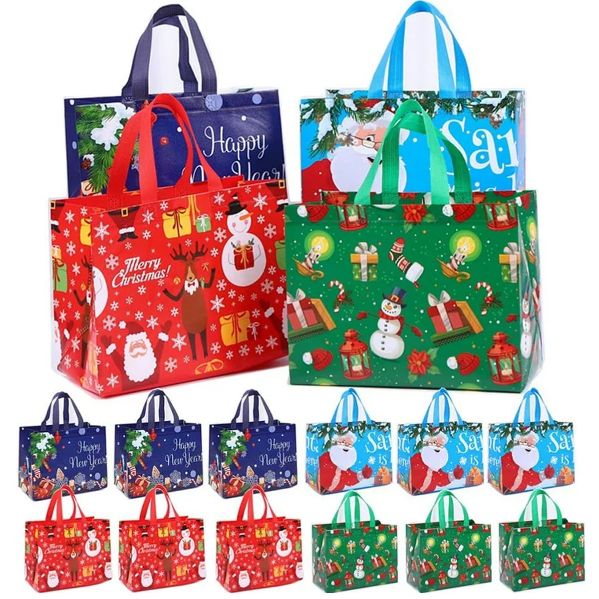 Husfou 12 Pack Christmas Gift Bags Large Christmas Tote Bags with ...