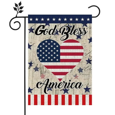 Husfou 12" x 18" 4th of July Garden Flag, God Bless America Outdoor Double Sided