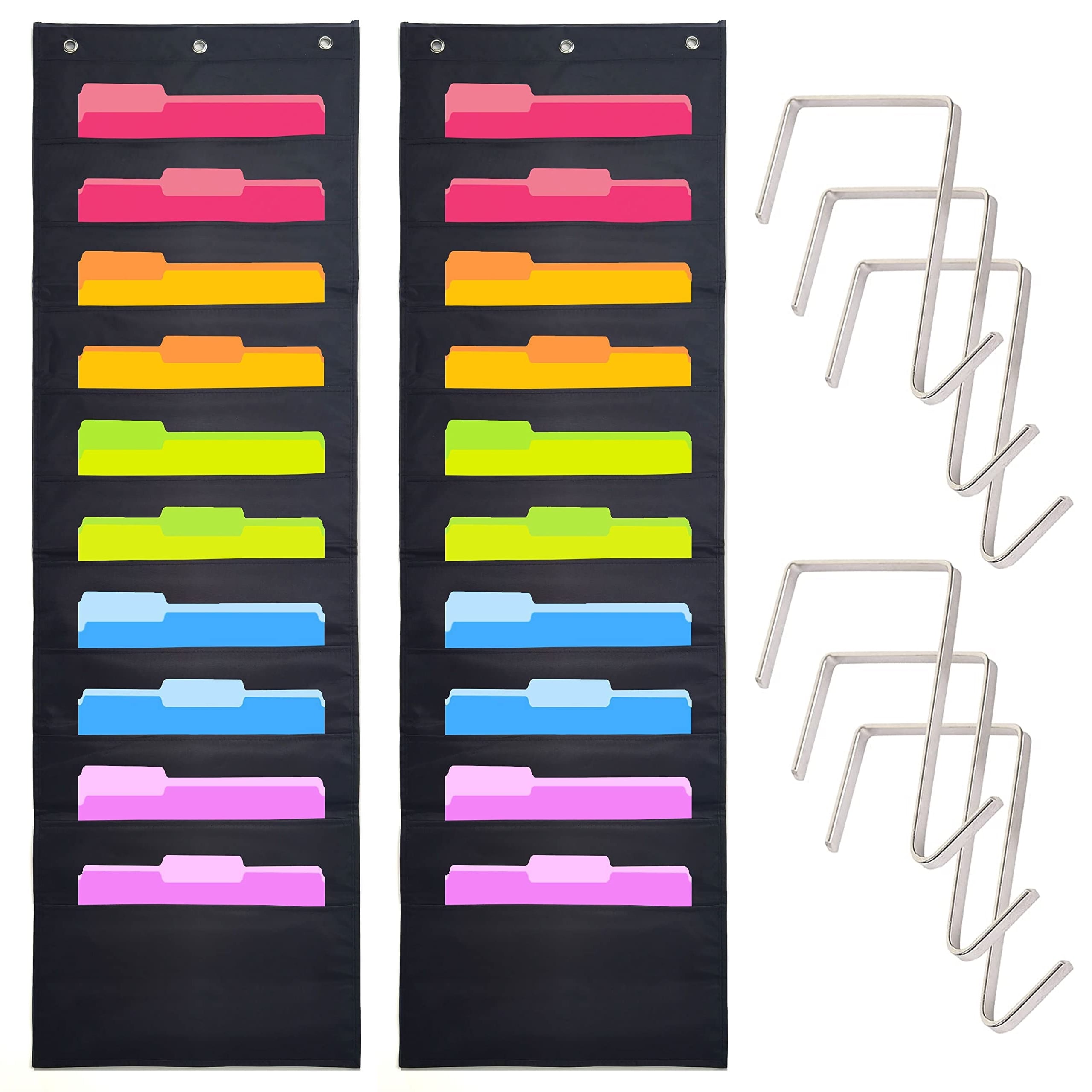 Husfou 2Pack, 10Pocket Heavy Duty Wall Hanging File Folder Organizer