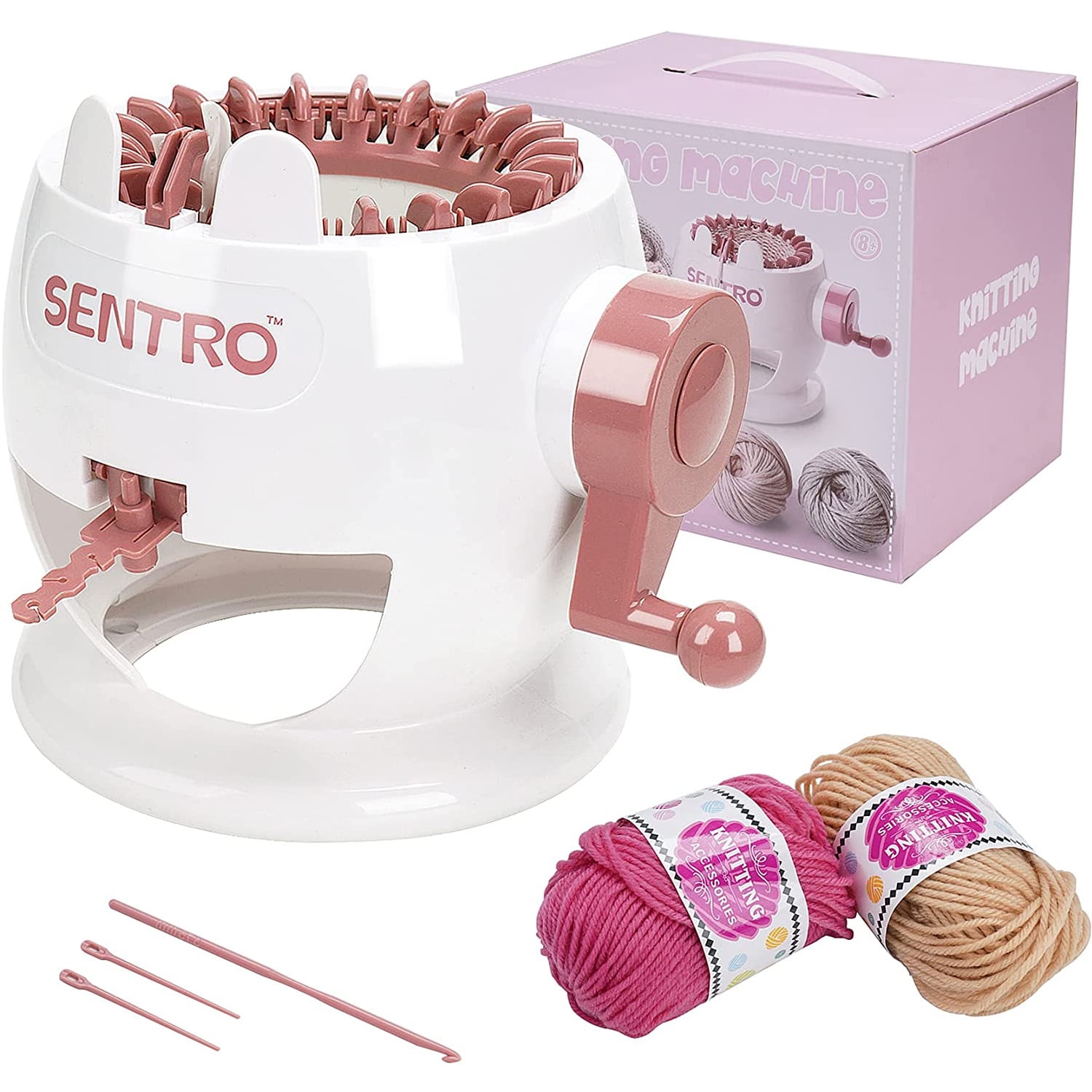 Besly Kid Girls 22 Needles Knitting Machine Toys Smart 48 Needles Hand-knitted Round Loom Machine Toys for 5-12 Year Old, Red