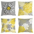 thumbnail image 1 of Husfou 4pcs Linen Pillow Covers 18x18 inch Turquoise and Grey Decorative Throw Pillow Case for Couch Modern Daisy Cushion Cover for Home Sofa Bedroom Decor, 1 of 8