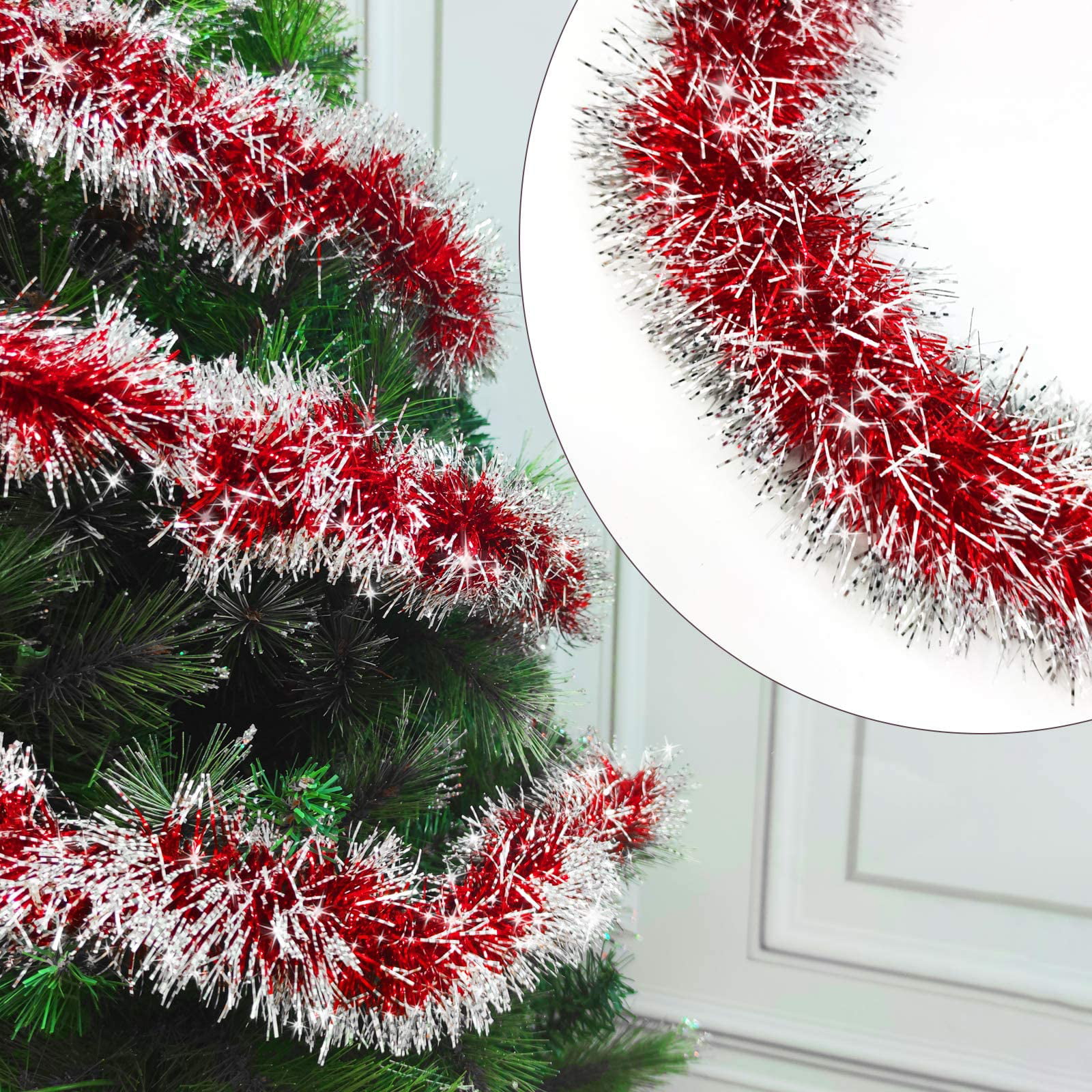 Husfou 6pcs Christmas Tinsel Garland Decorations, PVC Hanging ...