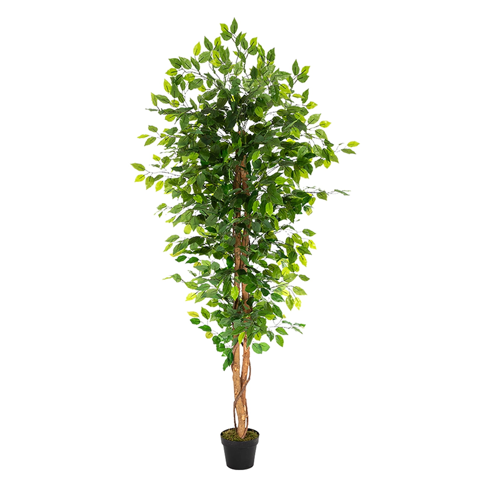 Husfou Artificial Ficus Silk Tree, 6ft Tall Fake Plant with Plastic