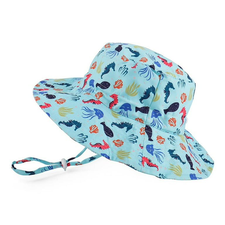 Husfou Baby Sun Hat, Summer Hats for Girls Boys UPF 50+ Toddler Beach Hat  Kids Sun Hat for 6 months-5 years Wide Brim Children Caps Sun Protection 