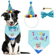 Husfou Dog Birthday Decoration Pet Birthday Decoration Dog Birthday Party Supplies (Blue)