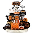 thumbnail image 1 of Husfou Happy Halloween Tiered Tray Decor Set, Wooden Tabletop Centerpieces Signs Truck Pumpkin Ghost Table Decorations for Halloween Party Supplies, 1 of 6