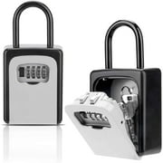 Husfou Key Lock Box Waterproof, Portable 4-Digit Combination Safe Lockbox with Removable Shackle, 5 Key Capacity Security Key Storage for Home Outdoor