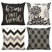 Husfou Linen Pillow Covers Geometric Decorative Square Pillowcase Throw Cushion Case for Home Sofa Bedroom Car, 18x18 inch