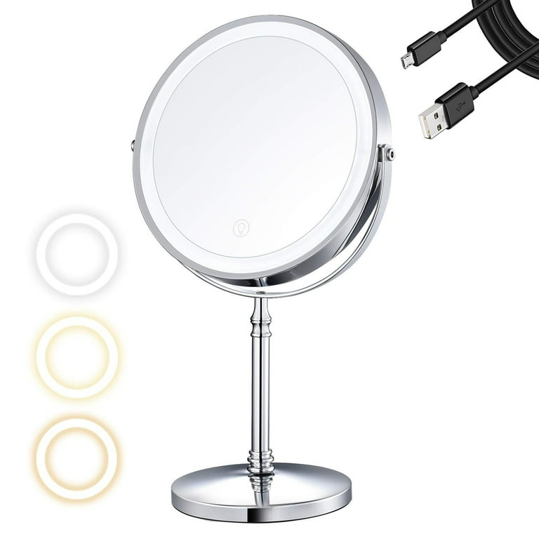 Magnifying vanity mirror with lights top