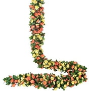 Husfou Rose Flower Garland, 4 Pack Artificial Vine Floral Garland with Green Leaves for Wedding Home Decor