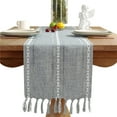 thumbnail image 1 of Husfou Table Runners with Tassels, 13x72in Woven Hollow Table Linens, Boho Linen Table Runner for Bohemian Wedding Bridal Shower Rustic Farmhouse Dining Table Fall Christmas Home Decor, 1 of 6