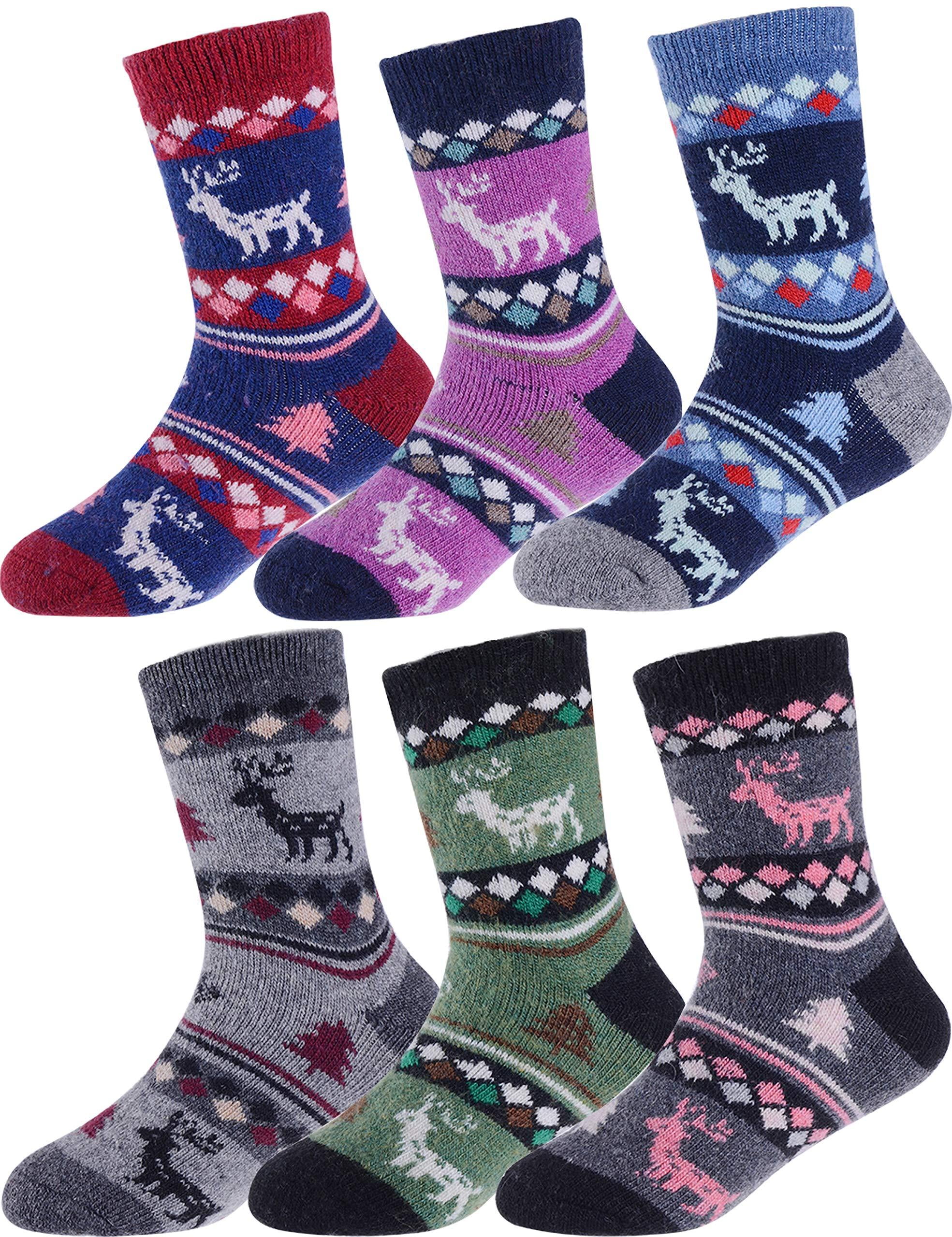 Husfou Winter Wool Socks for Kids Warm Crew Socks Thick Cozy Thermal