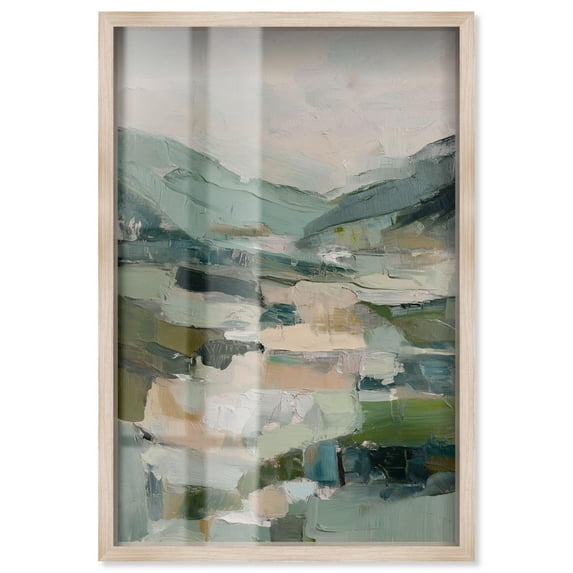 Hushed Coastal Vibrancy III Shadowbox Print Green Wall Decor by Art Remedy, Blonde Frame, 24 x 36