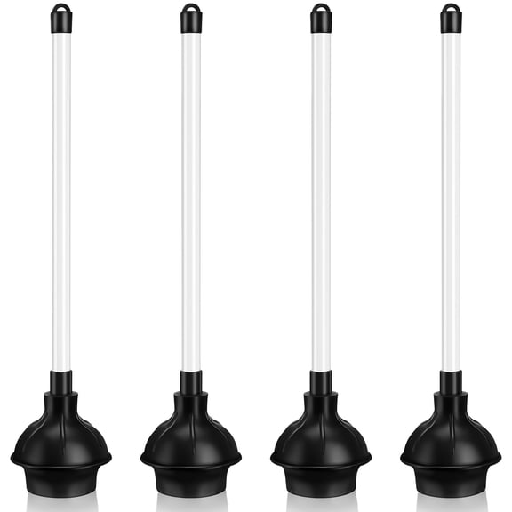 Hushee 4 Pcs Toilet Plunger Bulk Double Thrust Rubber Force Cup Heavy Duty for Bathroom Double Thrust Force Cup Commercial Toilet Bowl Plunger Pump Clogged Solution for Bathroom Hotel Stores
