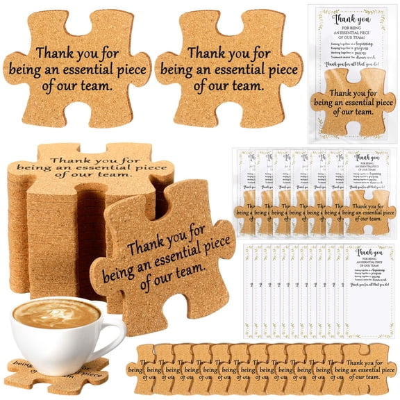 Hushee Valentines Day Gifts for Coworker Employees Appreciation Team Gifts from Boss Motivational Puzzle Piece Coasters Work for Office Staff Coworker(20 Pcs,Thank You) Y101