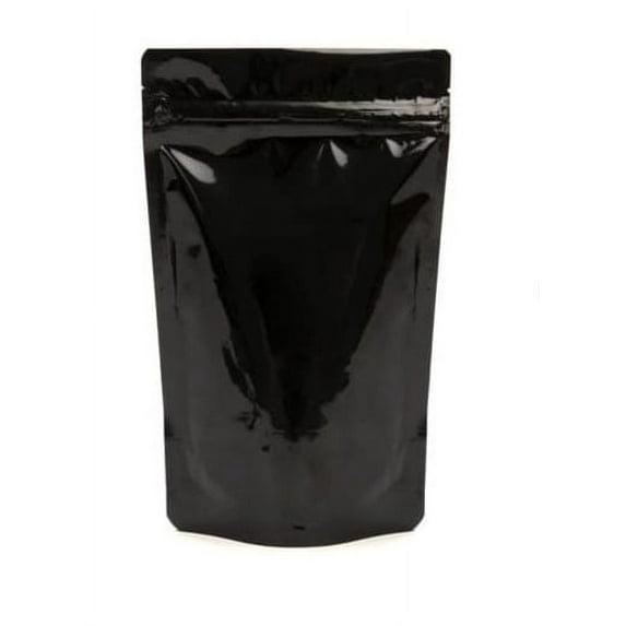 Hushveda Absolute Reusable Shiny Black Resealable Zipper Stand Up Pouch Bag of Capacity 500 grm. Pack of 100